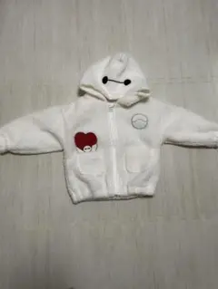 フリースジャケット ホワイト ハート刺繍95cm