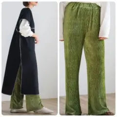 【美品】SELECT MOCAウエストゴムリラックスベロアワイドパンツ
