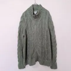 ※L.L.Bean エルエルビーン ケーブルニット カーディガン フルジップ Lのサムネイル