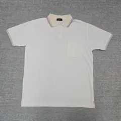 美品【GATSBY】 ストライプ付き メンズ ホワイト 半袖 ポロシャツ L