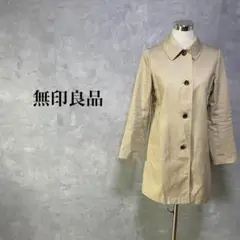 無印良品 良品計画 ステンカラーコート ストライプ ベージュ M 4573