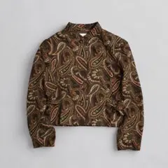 vintage ペイズリー柄 総柄 バンドカラージャケッ レトロ ショート丈