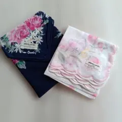 Pierre Cardin フラワー柄ハンカチ2枚セット