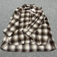 しまむら　チェック柄長袖シャツ　オーバーシャツ
