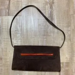 ダークブラウン スエード？　ショルダー クラッチ　バッグ