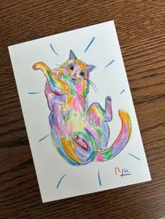 猫　絵画　イラスト　ドローイング