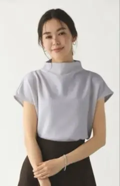 【美品】PERIPH ハイネックカットソー　ブルーのサムネイル