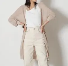 AZUL BY MOUSSY ボーダーニット ベージュ カーディガン