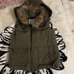 【美品】PLST フード付きダウンベスト サイズ2 オリーブグリーン