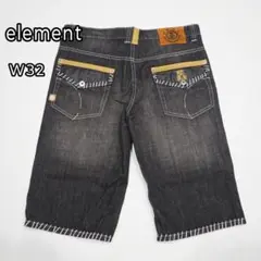 【極美品】element ハーフブラックデニム フラップポケット レザー W32のサムネイル