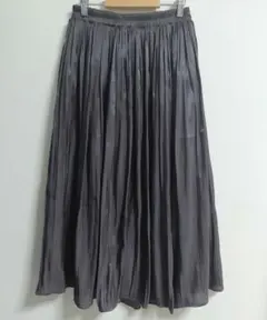 RAPICHE 光沢 ワッシャープリーツロングスカート チャコールグレー M