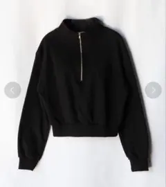 obe オブ ハーフジップスウェット 刺繍ロゴ ブラック