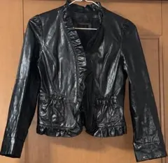 トゥビーシックラムレザーフリルジャケット黒ブラックポケット40 M L美品