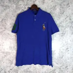 ポロラルフローレン　メンズポロシャツ　【L】CUSTOM SLIM FIT 　青
