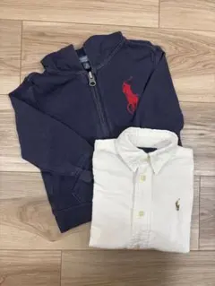 Ralph Lauren ネイビー ジップアップ & ホワイト シャツ セット