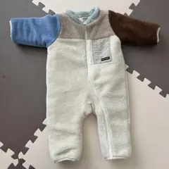 petit main プティマイン 配色 ボア ジャンプスーツ ベビー 70