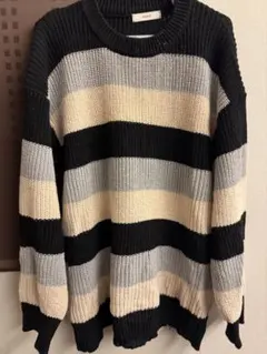 パステルカラープルオーバー　ボーダーニット