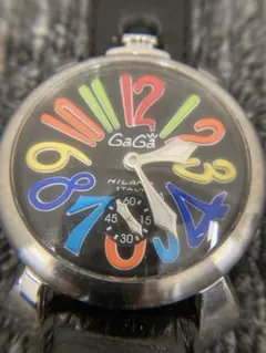 極美品】GaGa MILANO マヌアーレ40 カラフルインデックス ブラック 