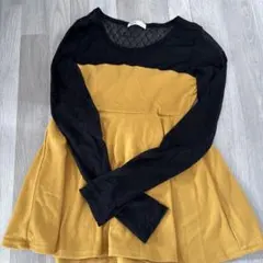 黒/マスタード Mサイズ 長袖トップス