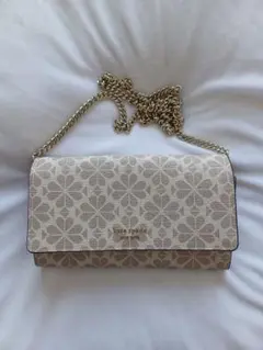 Kate Spade フラワーコーティング キャンバス チェーン クラッチ