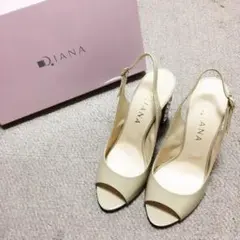 DIANA パンプス サンダル オープントゥ ベージュ