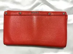 DIESEL ディーゼル 長財布 レザー レッド スタッズ 小銭入れ付きのサムネイル