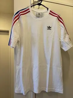adidas ホワイト Tシャツ Mサイズ ストライプ