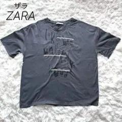 ZARAザラ　クルーネックTシャツ　 プリント オーバーサイズ　ラメ　ゆったりS