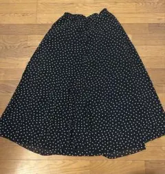 GU 花柄 フレアロングスカート ブラック