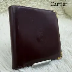 カルティエ 二つ折り 財布 ボルドー レザーのサムネイル