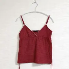 Brandy Melville 赤ギンガムチェック キャミソールトップス