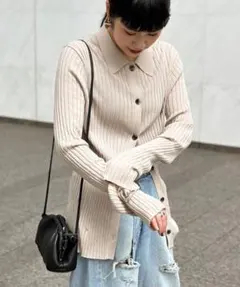 美品 Deuxieme Classe ポロシャツニット カーディガン ベージュ Deuxieme Classeポロシャツニット カーディガン｜Yahoo!フリマ（旧