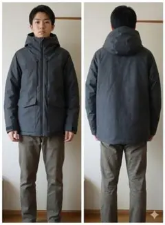 送料込 希少色 灰 ユニクロ ハイブリッド ダウン パーカー ジャケット XL