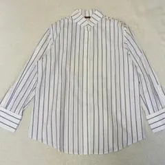 【訳あり】Brioni ブリオーニ 比翼 マオカラー ストライプシャツ 48 Mのサムネイル