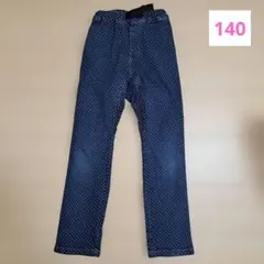 JUNK STORE　デニムパンツ　140　キッズ　ドット柄　長ズボン　女の子のサムネイル