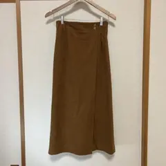 ブラウン スエード調 ラップスカート