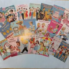 レトロ誕生日グリーティングカードセット