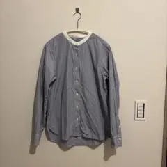 無印良品　MUJI スタンドカラー　ストライプ　シャツ　長袖　ストライプ