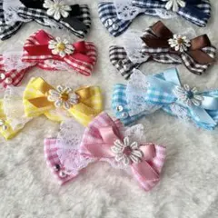 ギンガムトリプルリボン　カチューシャ風　複数購入割引あり