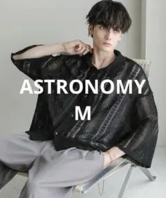 ASTRONOMY レースシャツ 黒 M 春夏 シアー 短丈のサムネイル