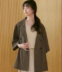 新品未使用 しまむら choco ギンガムチェックハーフスリーブジャケット