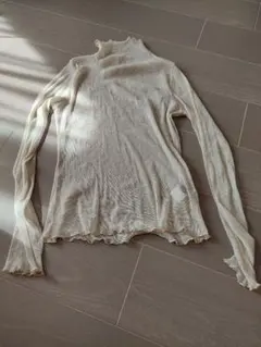 Dazy Mサイズ シースルー ハイネック長袖トップス クリーム