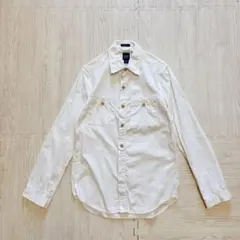 90s OLD GAP 木ボタン サファリシャツ フィールドシャツ白 XS