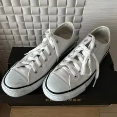 やや汚れあり コンバース オールスター レザースニーカー ホワイト 25cm