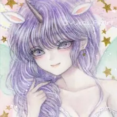 ☆創作☆　Unicorn　手描きイラスト＋ポストカード