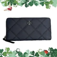 Tory Burch 長財布 ブラック 無地 キルティング ワンポイントロゴ