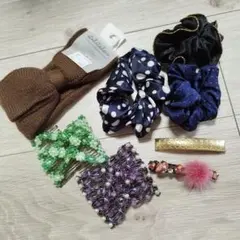 8点セット★シュシュ ヘアクリップ バレッタ ヘアターバン まとめ売り