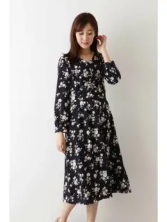 【美品】NATURAL BEAUTY BASIC ネイビー　ワンピース