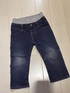 ダークブルー デニムパンツ ゴムウエスト