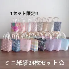 ハンドメイド☆ミニ紙袋24枚セット☆アソート柄　1セット限定‼︎